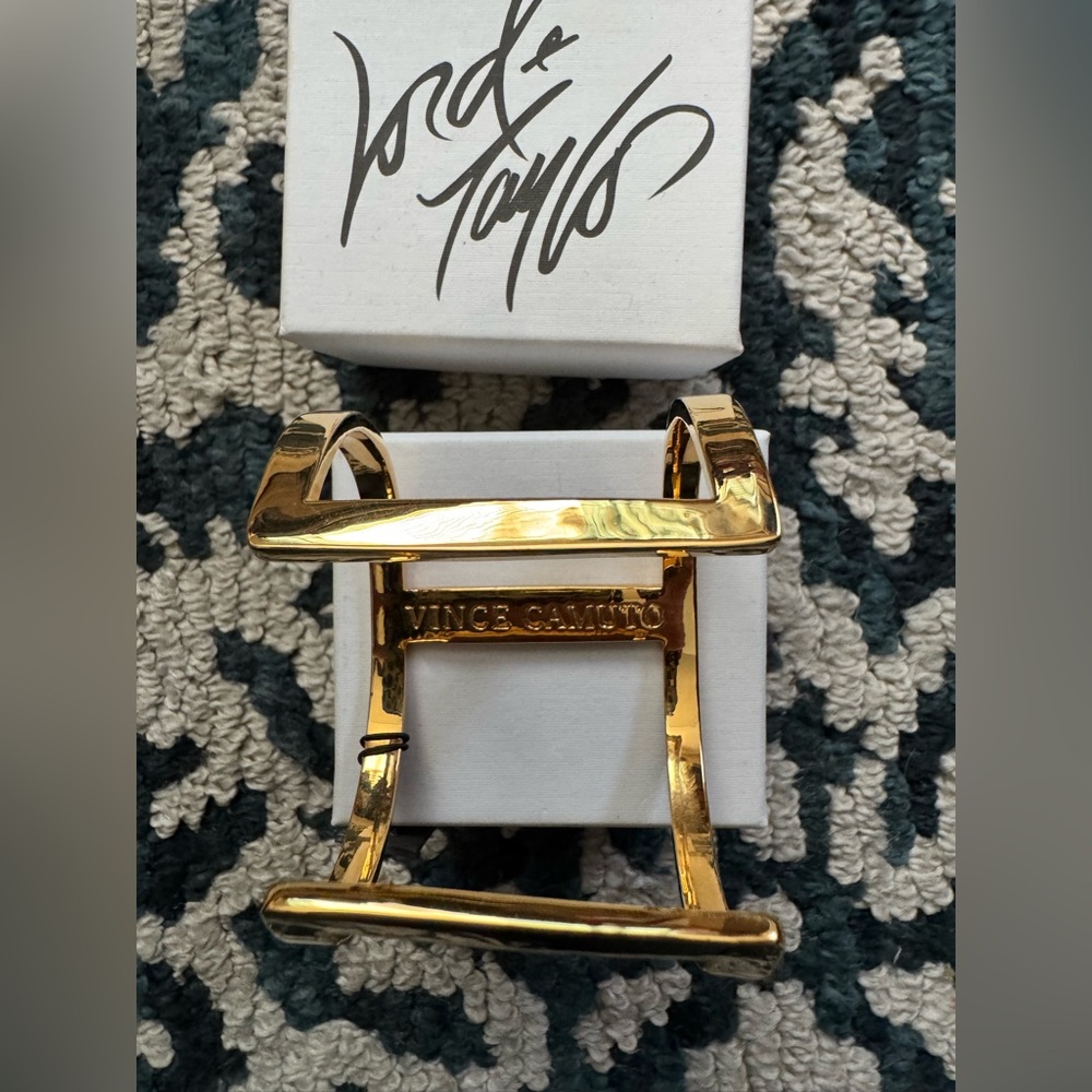 NWT! Vince Camuto Gold and Crystal Accented Cuff style bracelet - Picture 2 of 4